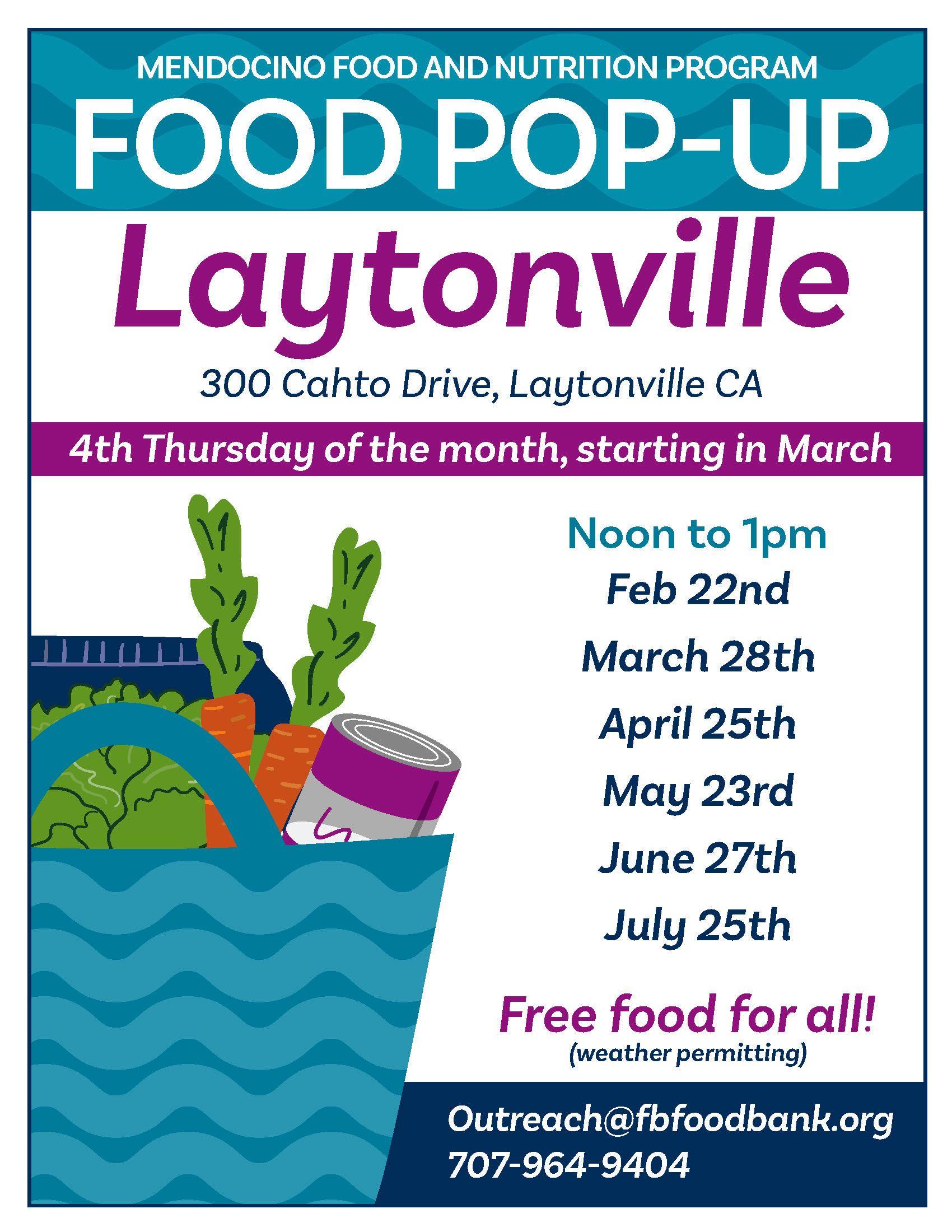 Feeding Mendocino County! Monthly Food Distribution Pop-Up Laytonville, Spring 2024